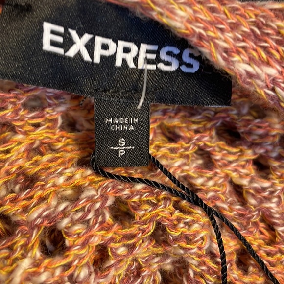 NWT Express women’s open knit cardigan drop shoulder cut out orange pink fall Sm - Picture 8 of 10